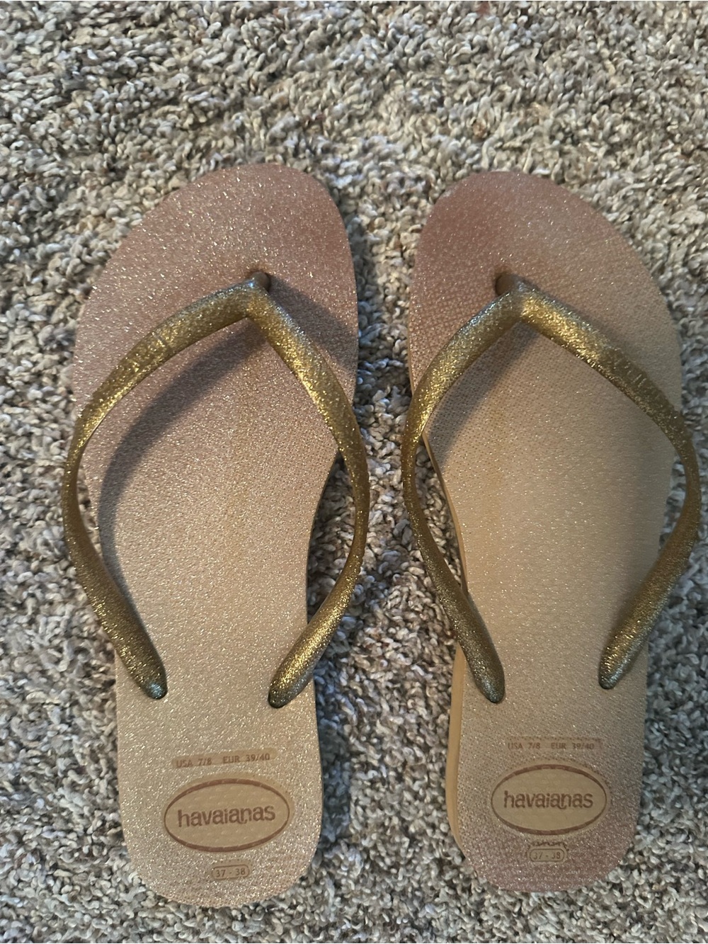 Havaianas Glitter Gold Brown Ombre Flip Flops